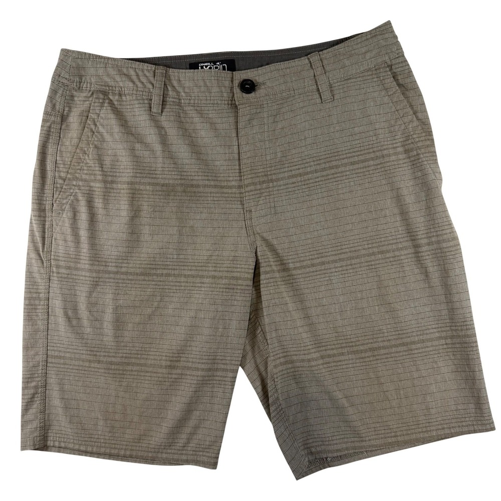 ONeill Hybrid Shorts Mens 32 Khaki Tan Stretch Boardshorts Casual Walk Shorts